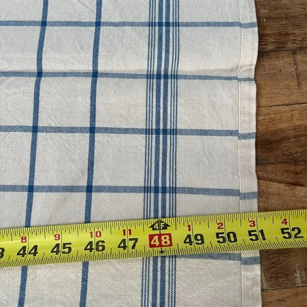 Blue Checkered Striped Square Tablecloth 50